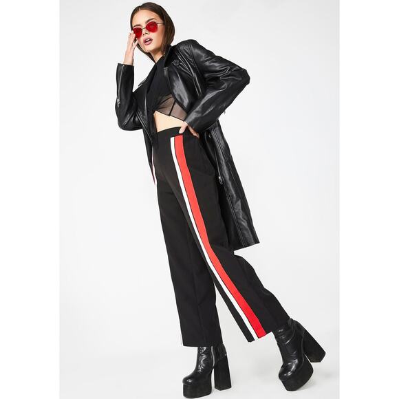 Tiger Mist Highway Culottes Cropped Pants Track Stripe Black Small - Picture 1 of 11